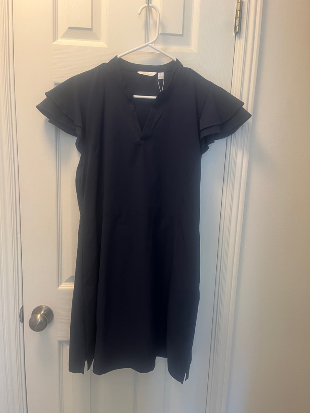 Lady Hagen navy blue Flutter-Sleeve Shift Dress